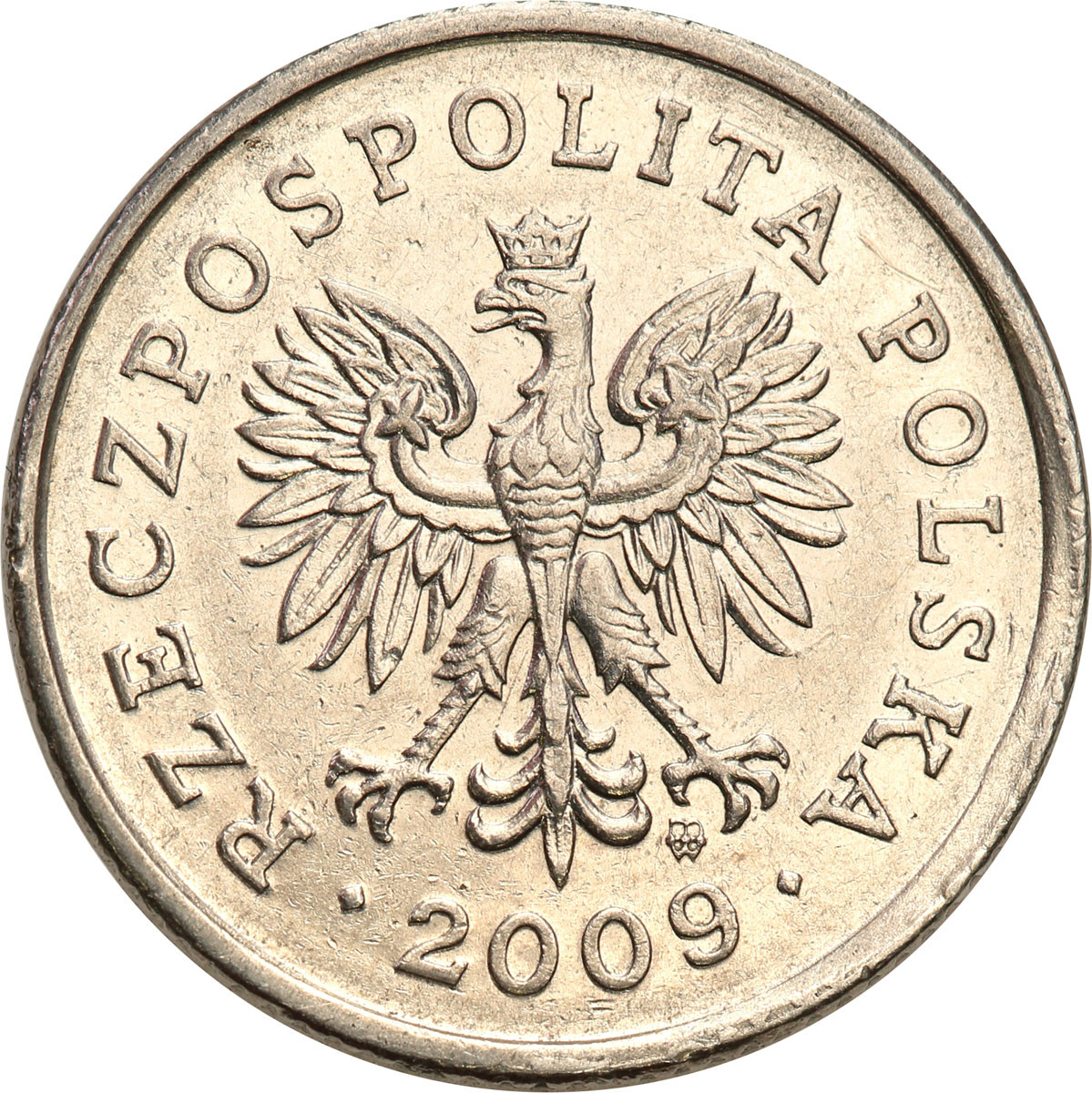 III RP. 20 groszy 2009 przesunięty stempel - DESTRUKT